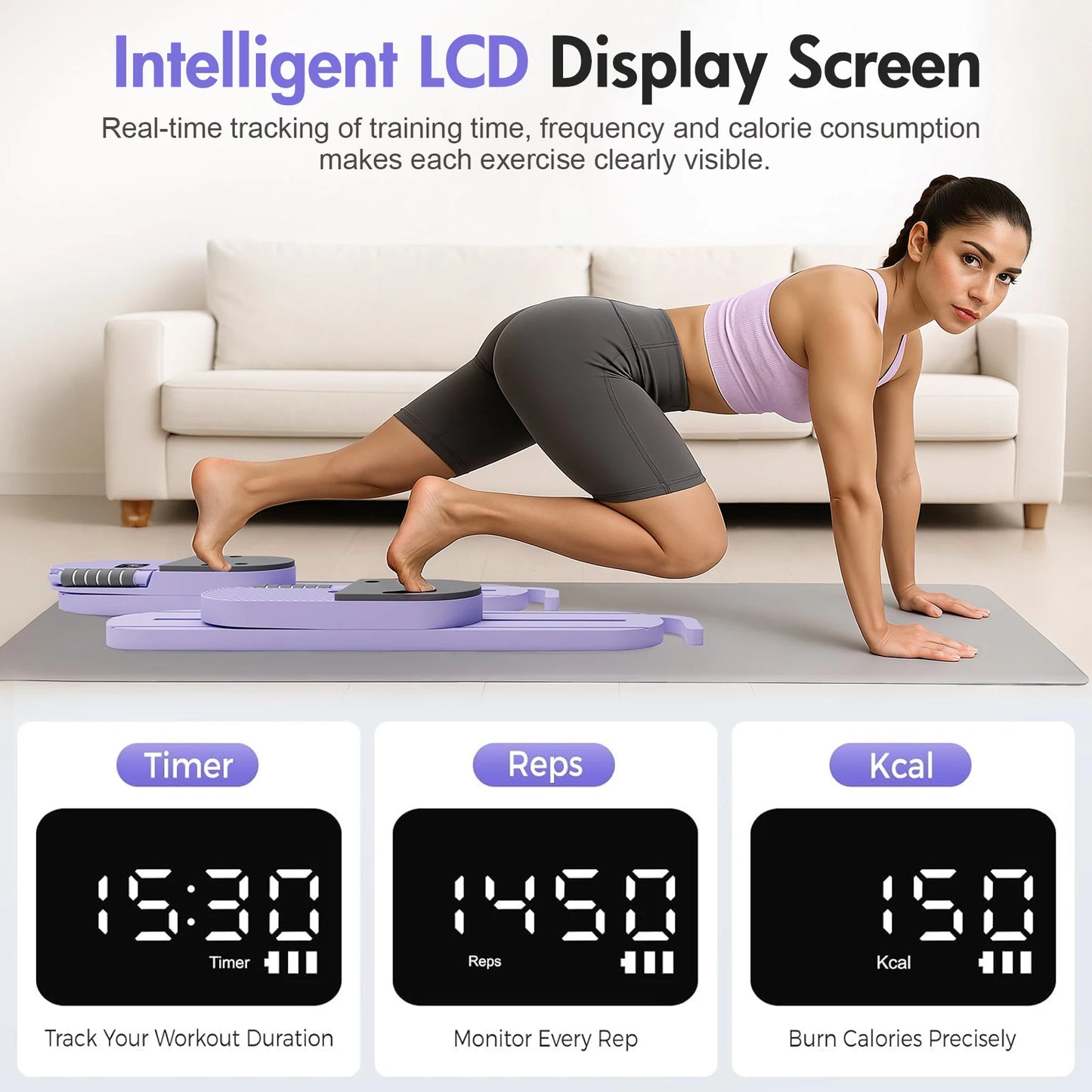 2 In 1 Ab Board Dual-track Split Hangable Design Pilates Toning Detachable Resistance Bands Abdominal Core Strength Training