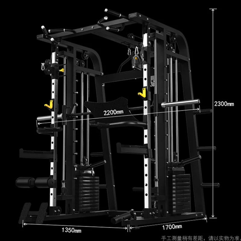 Smith Machine,Multi-Functional Exercise Equipment Home Fitness,Cage-Style,Multi-Power Adjustable, Squat Rack+Bench+100KG Weights