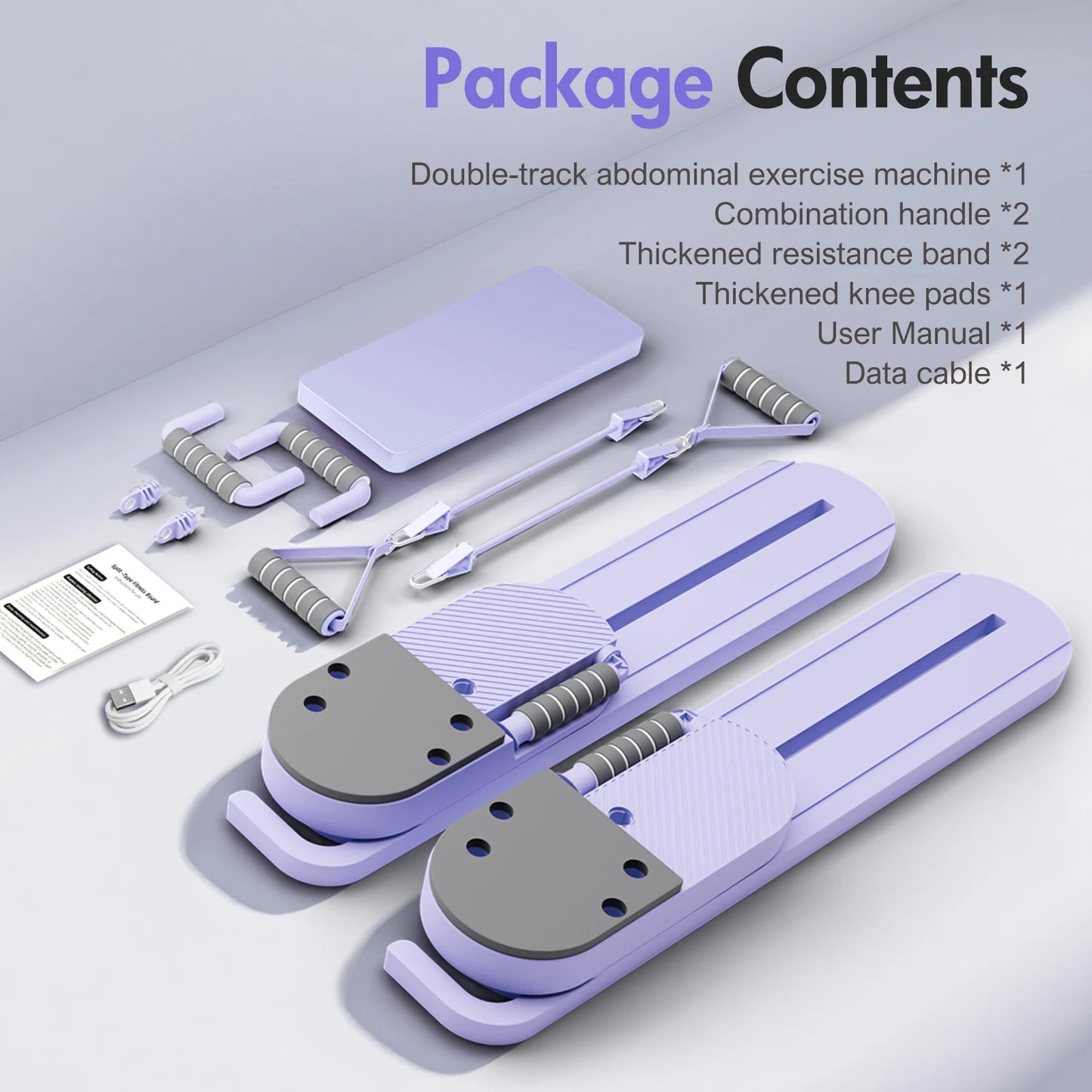 2 In 1 Ab Board Dual-track Split Hangable Design Pilates Toning Detachable Resistance Bands Abdominal Core Strength Training