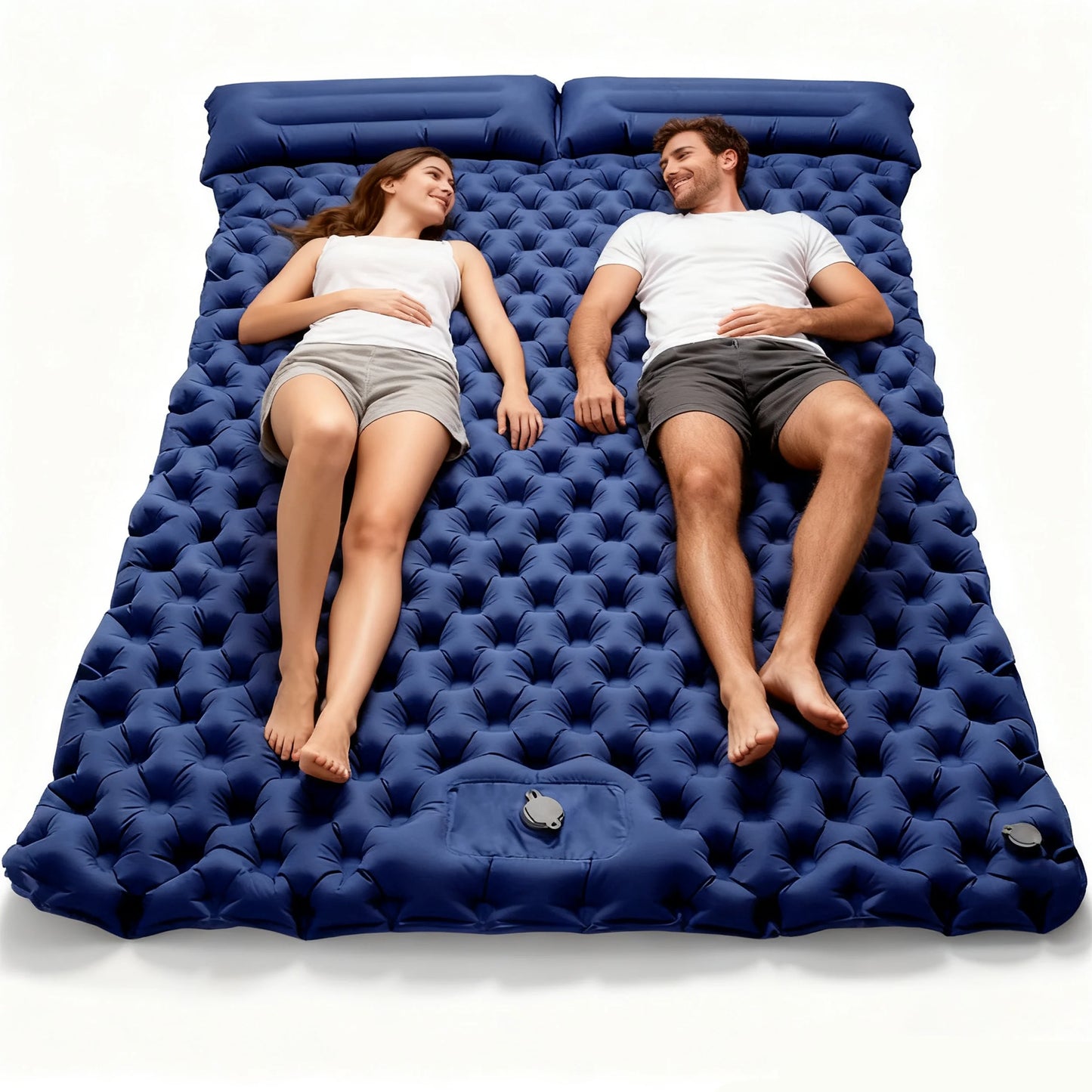 Double Inflatable Mattress with Built-in Pillow Pump Outdoor Sleeping Pad Camping Air Mat for Travel Backpacking Hiking