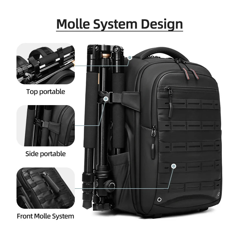 Men travel Professional SLR camera backpack With tripod bracket Detachable into Drone backpack Hiking 16 inch Laptop Backpack