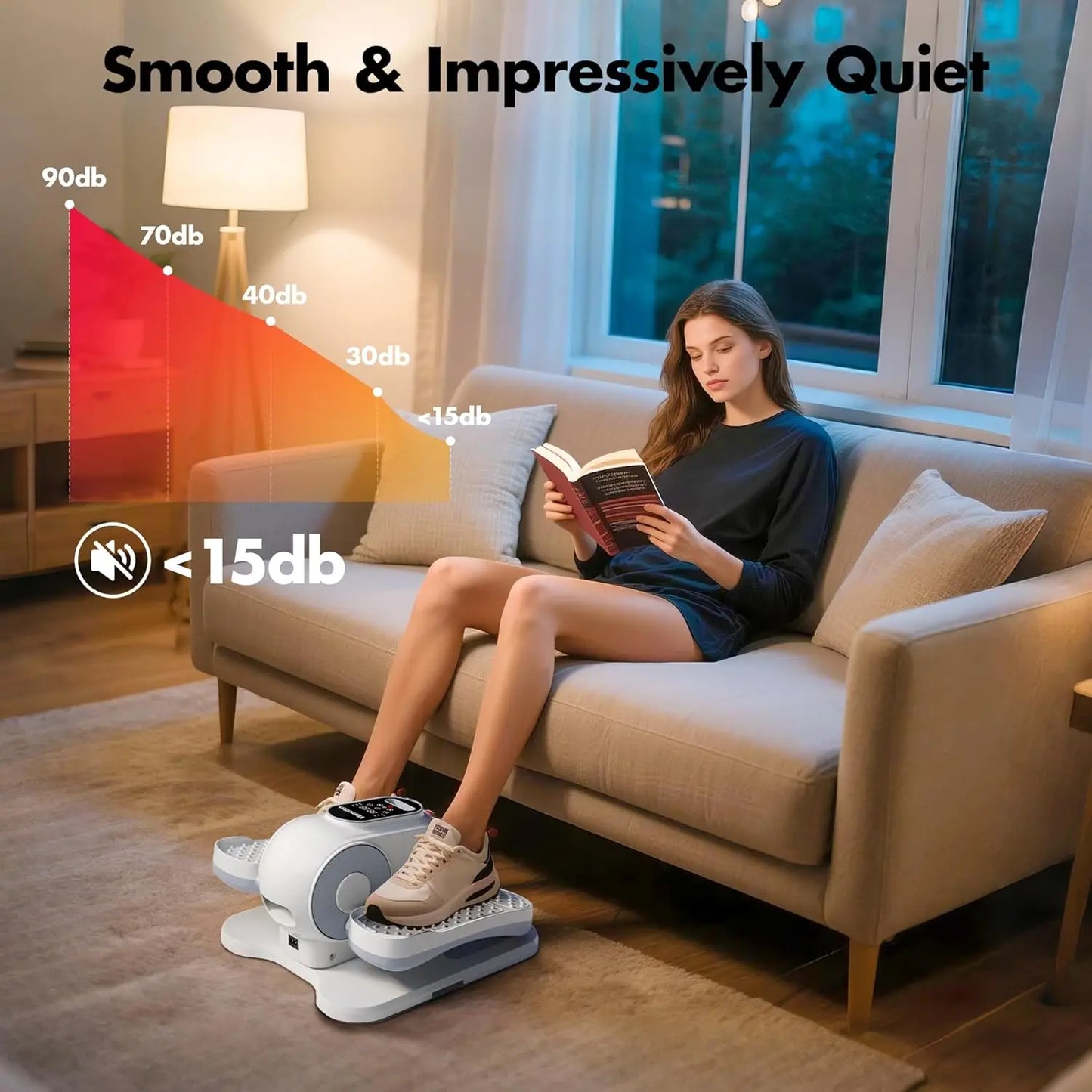 Under Desk Elliptical Machine with Remote Control, Portable Quiet Pedal Exerciser for Seniors and Office Use