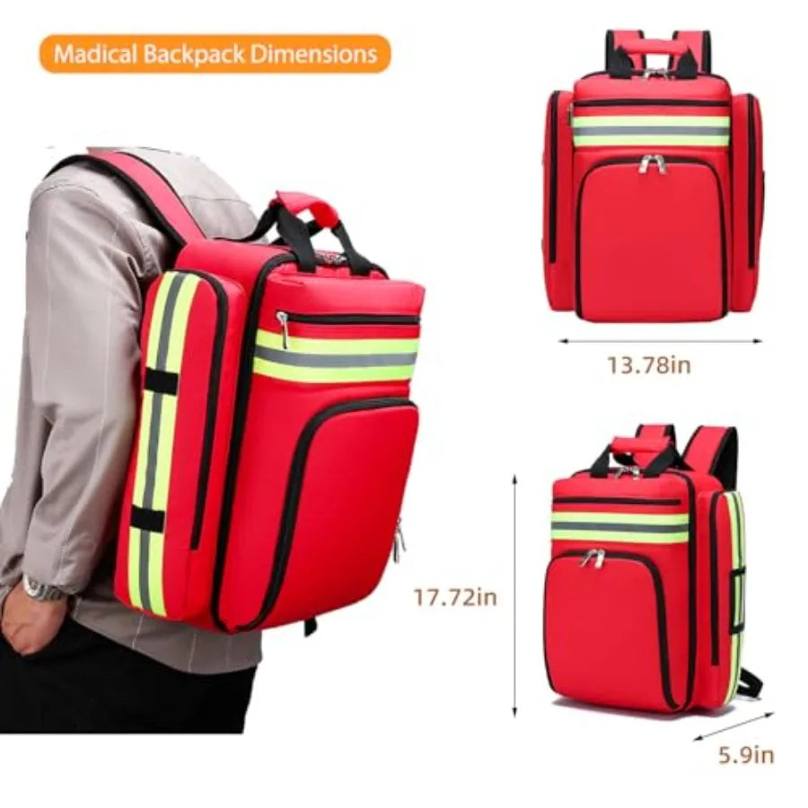First Aid Backpack for Nurses with Removable Transparent Pouch Medical Bag for Traveling Lightweight Portable Design Ideal for