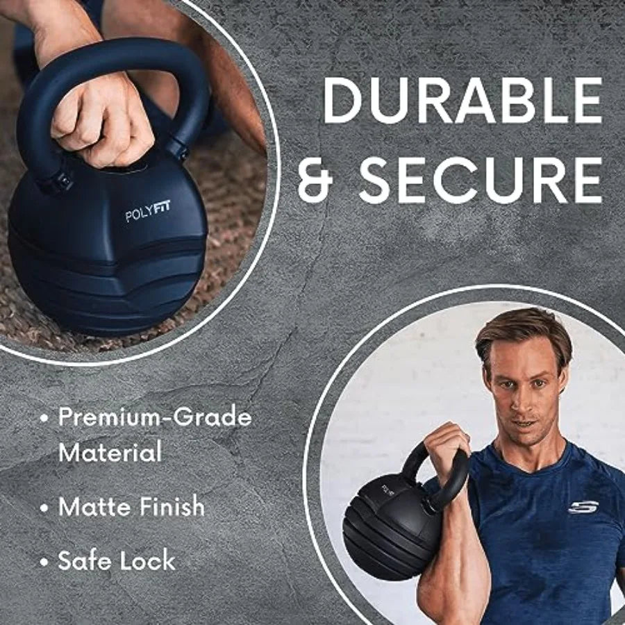 Polyfit Adjustable Kettlebell Set 30 lbs Home Gym Kettlebell Weights Steel Black Durable Lightweight