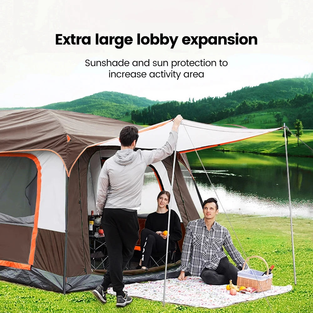 Family Camping Tent 8-12 Person 2 Room with Mosquito Net Sun Roof Instant Pop Up Windproof Large Outdoor Tent for Backyard