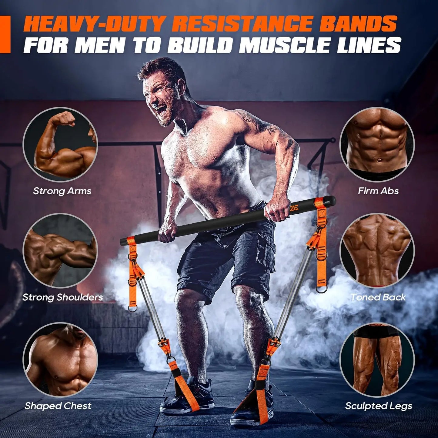 Heavy Duty Pilates Bar Kit with Resistance Bands, Portable Home Gym Equipment for Full Body Workout