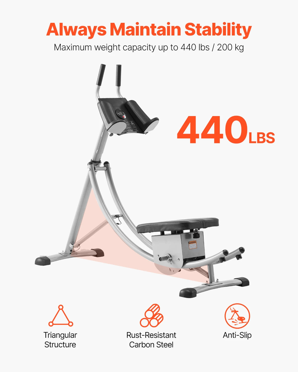 VEVOR 440 lbs AB Workout Machine Ab Workout Equipment at Home Gym Core & Abdominal Trainers Strength Training Fitness Exerciser