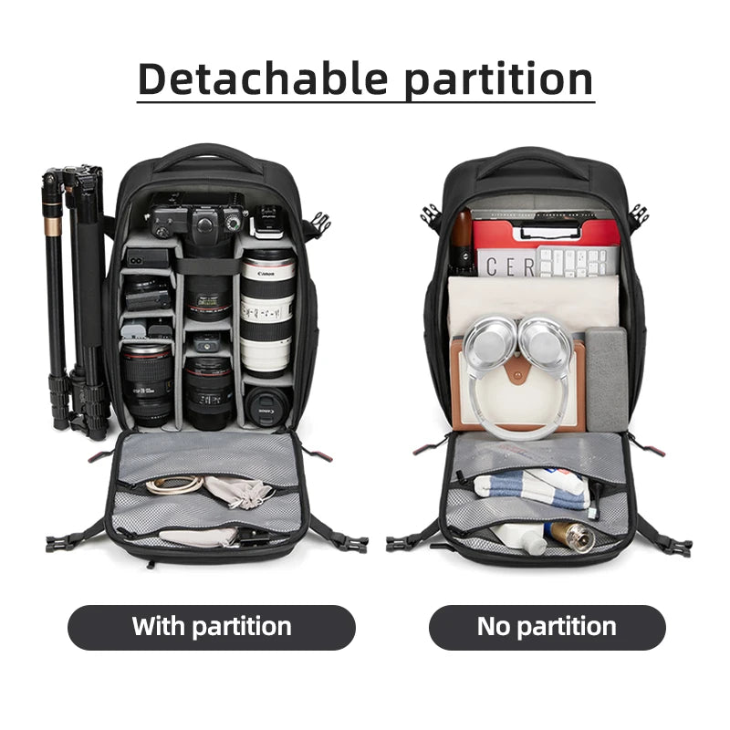 Men travel Professional SLR camera backpack With tripod bracket Detachable into Drone backpack Hiking 16 inch Laptop Backpack