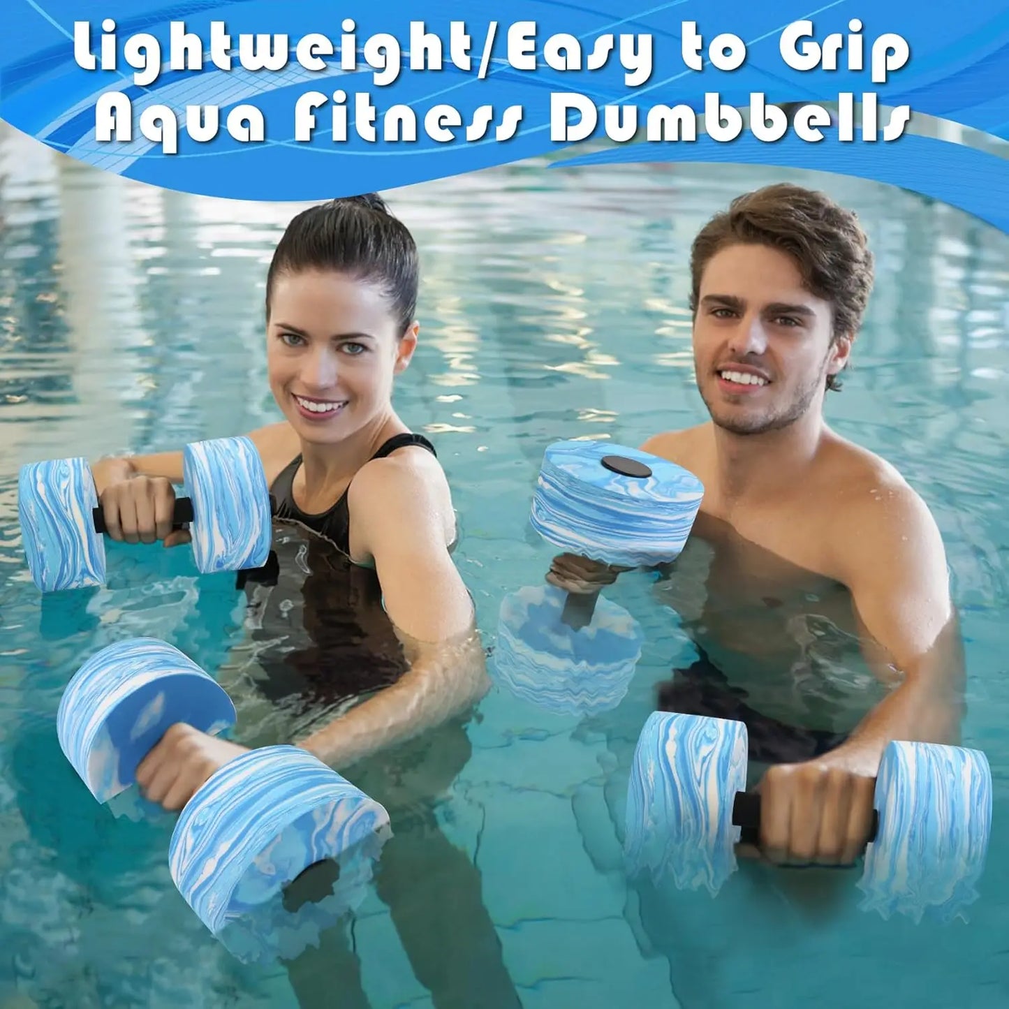 2-Piece High-Density EVA Foam Aqua Dumbbells for Water Aerobics, Pool Fitness, and Weight Loss Exercises