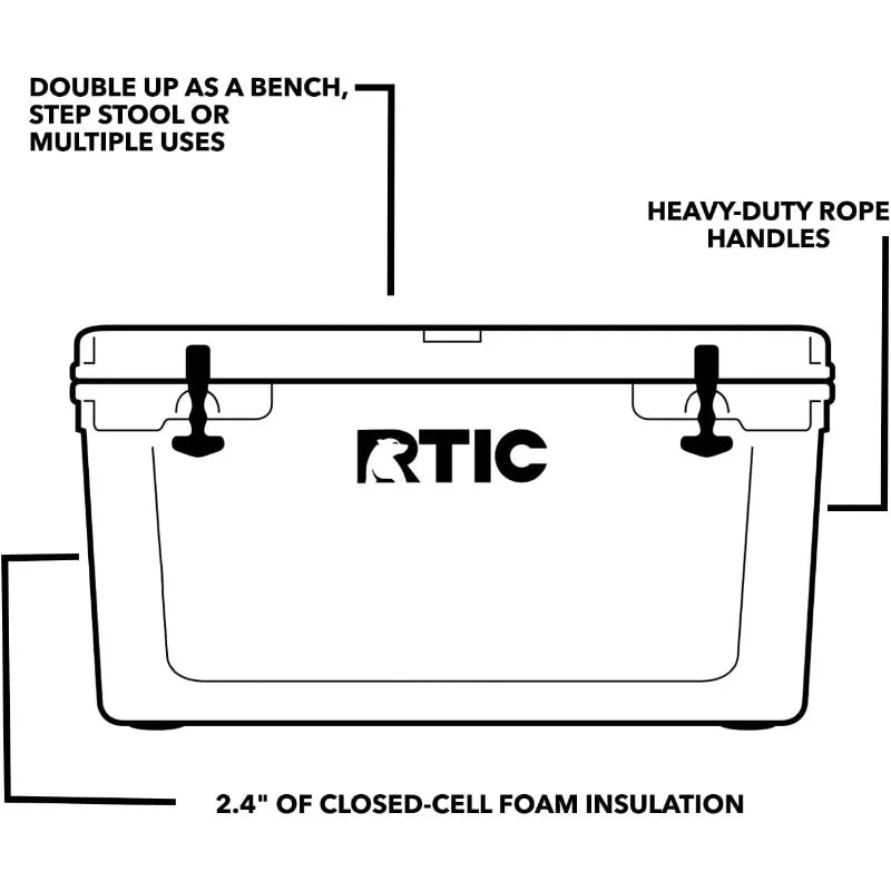 RTIC 65 QT Ultra-Tough Cooler Hard Insulated Portable Ice Chest Box for Beach, Drink, Beverage, Camping, Picnic, Fishing, Boat