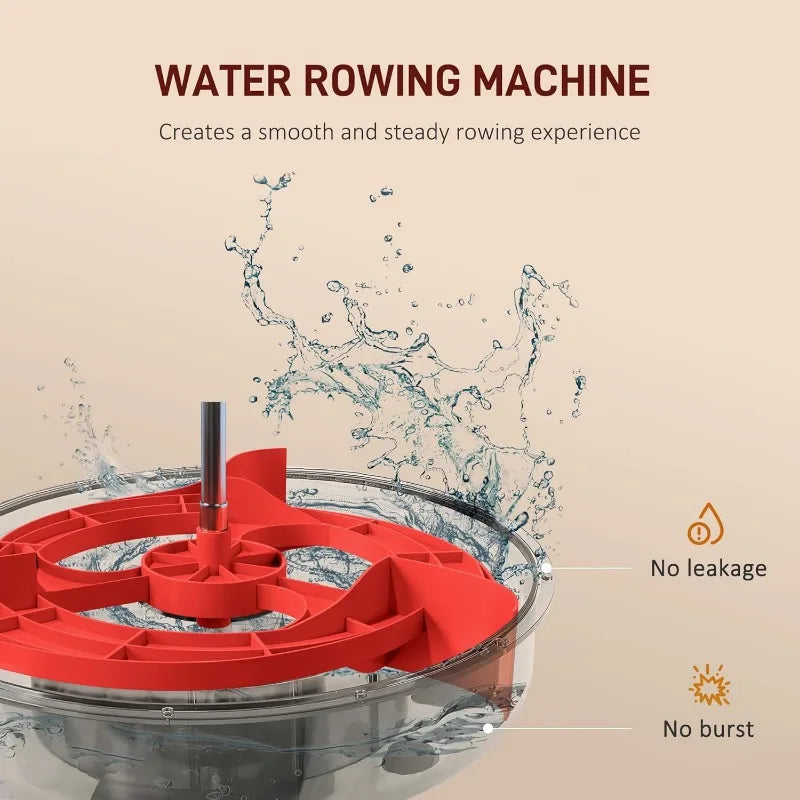 Soozier Water Rowing Machine for Home, Foldable Rower Machine with Adjustable Resistance, Wheels, LCD Monitor and Tablet Holder