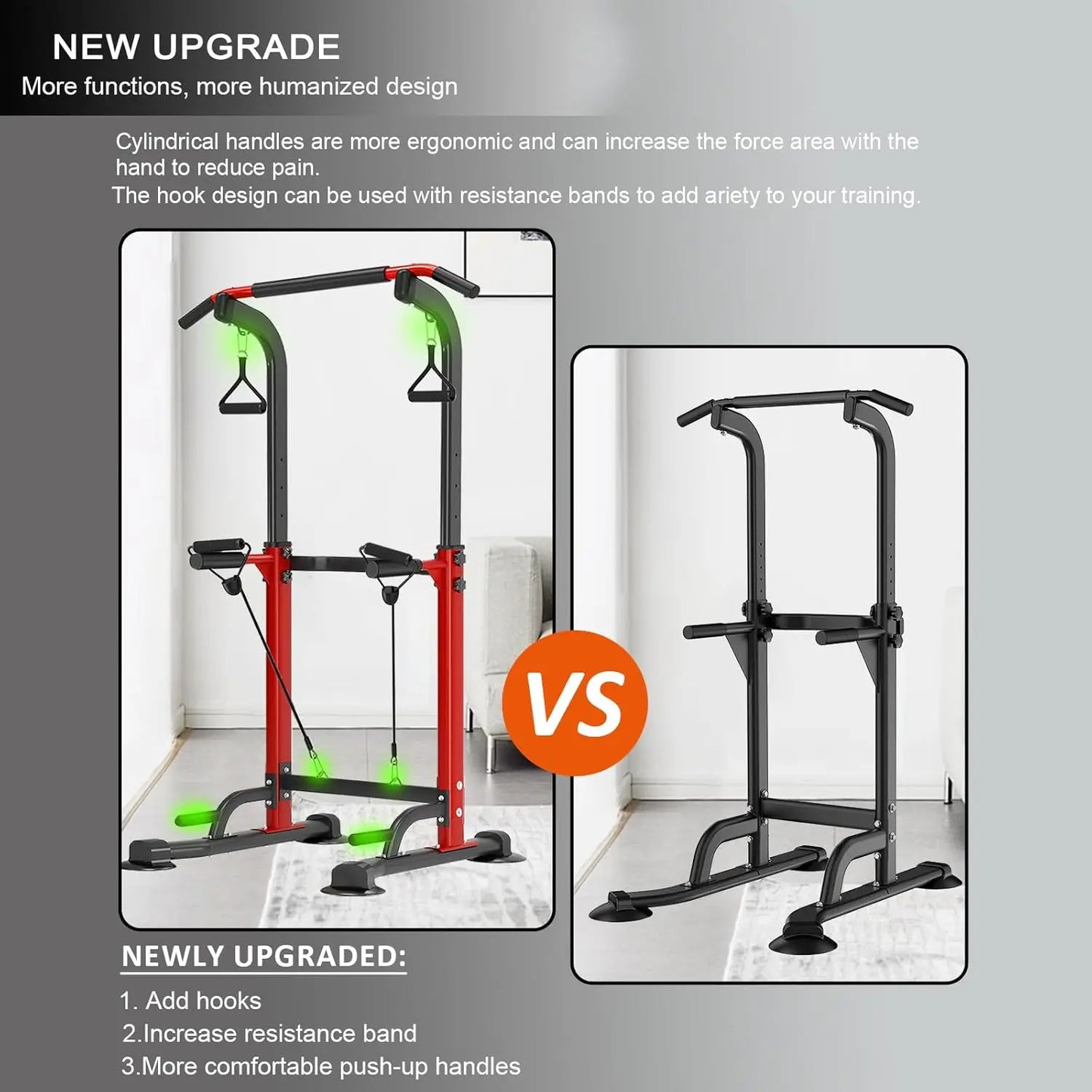 Adjustable Height Power Tower Pull Up Bar Dip Station Home Gym Equipment for Strength Training