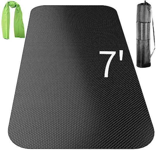 Large Exercise Mat for Home Gym with Non-Slip Rubber Surface Black Durable Workout Mat for Treadmill Exercise Bike Yoga Weightl