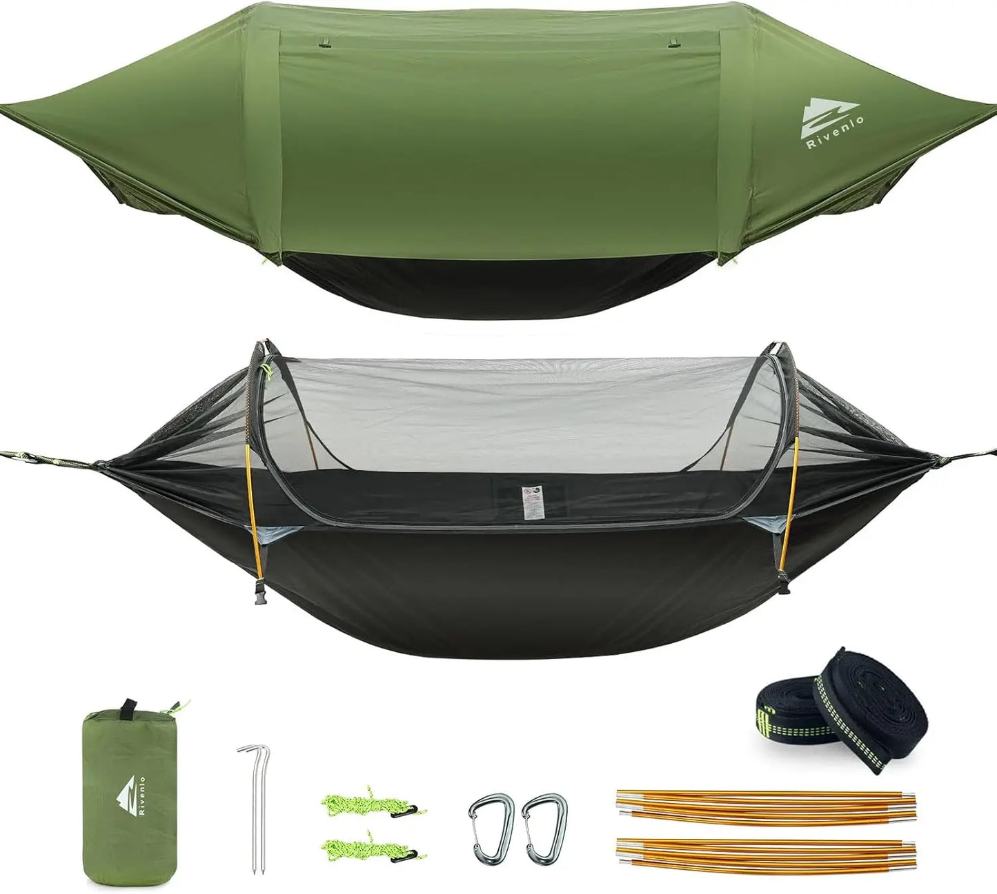 3-in-1 Waterproof Camping Hammock Tent with Mosquito Net & Rainfly, Lightweight Portable Outdoor Gear for Hiking Travel