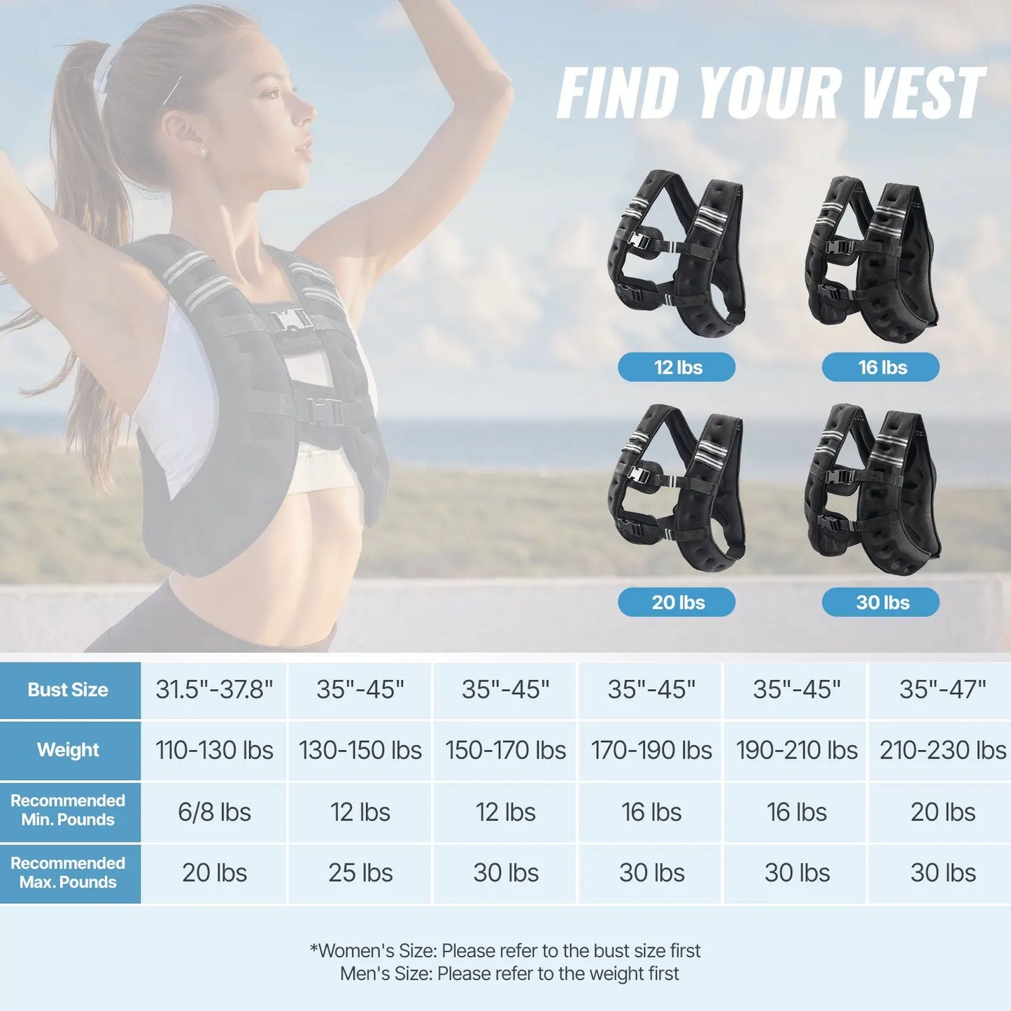 Weighted Vest, 30 lbs Weight Vest with Reflective Stripe, Adjustable Buckle Body Weight Vest for Men Women, Workout Equipment