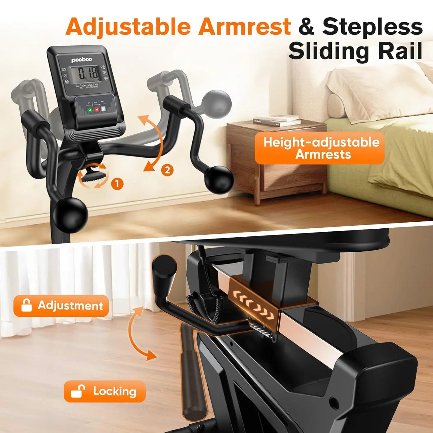 Recumbent Exercise Bike, Stationary Bikes for Home with Arm Exerciser, Magnetic Recumbent Bike with Ergonomic, Customized