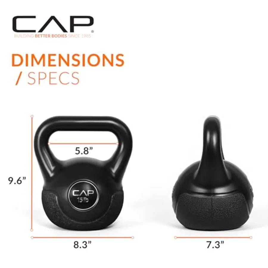 45 LB Cement Kettlebell Set 10 lb 15 lb 20 lb Vinyl-Coated Kettlebells for Strength Training Cardio Cross Training Home Gym Wor
