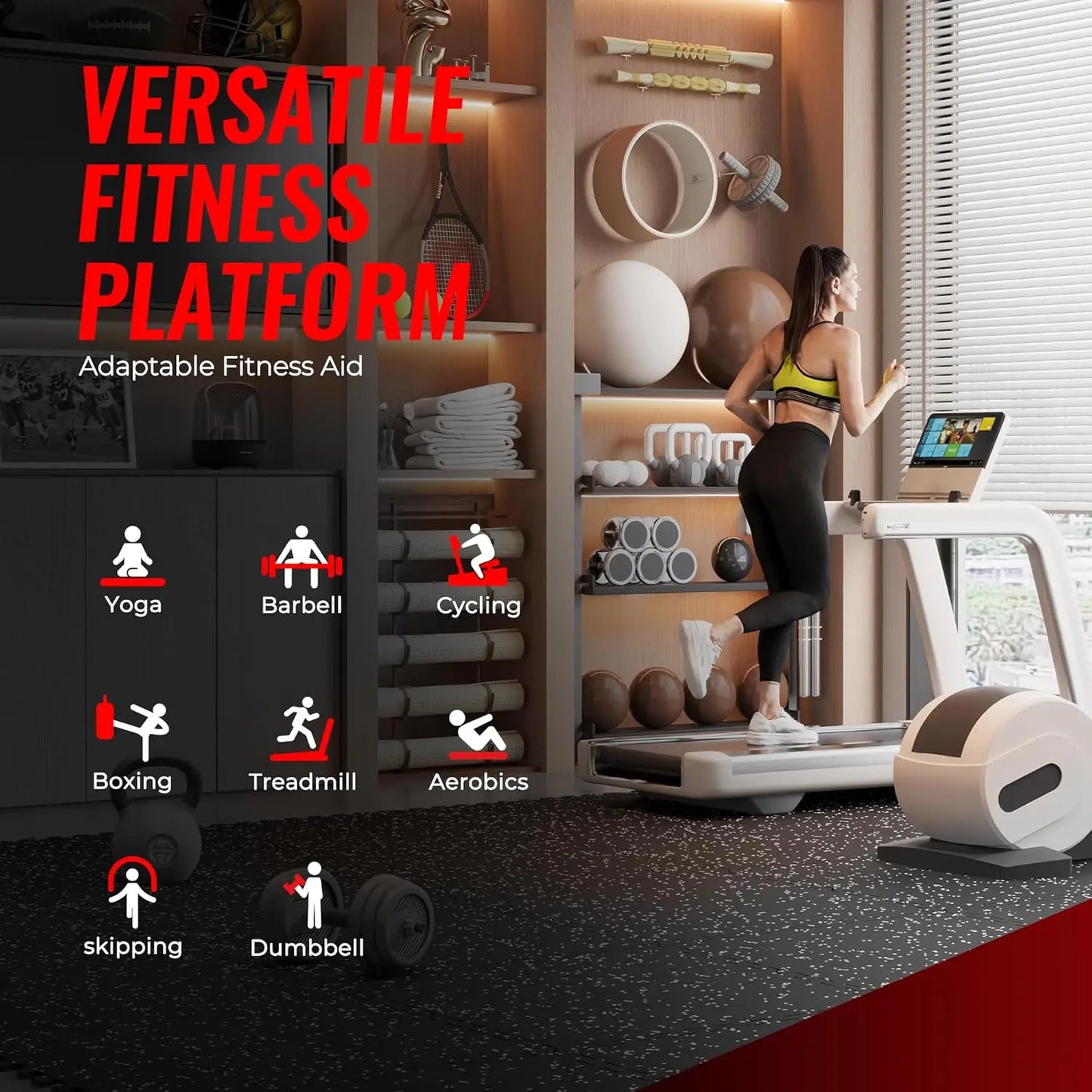 0.79'' Thick Interlocking Gym Floor Mats, 12 Pcs 48 Sq Ft High-Density EVA Foam with Rubber Top for Home Workout, Black/Grey