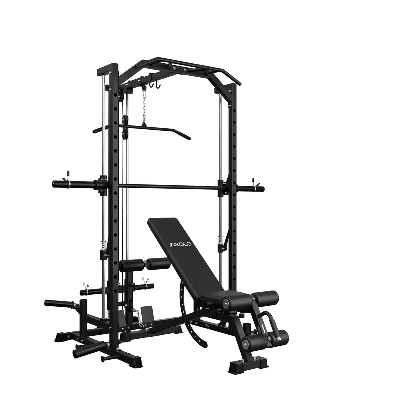 Smith Machine Home Gym Power Cage (1:1 Ratio Strength Trainer) (Space Saving Design) (with 8 Free Attachments), Customized