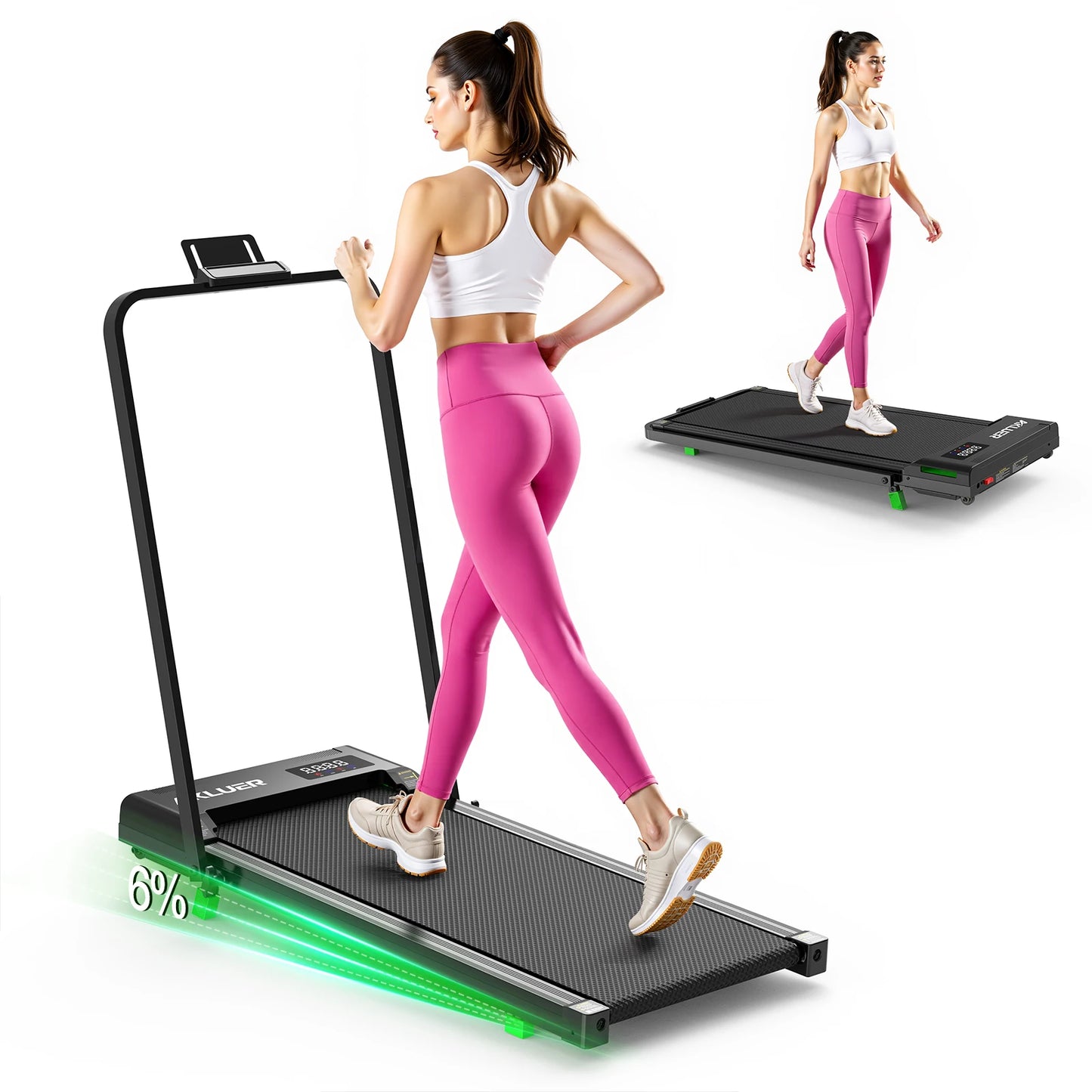 Akluer Walking Pad Treadmill with Incline,2.5HP Portable Walking Pad with Remote Control and LED Display for Home & Office
