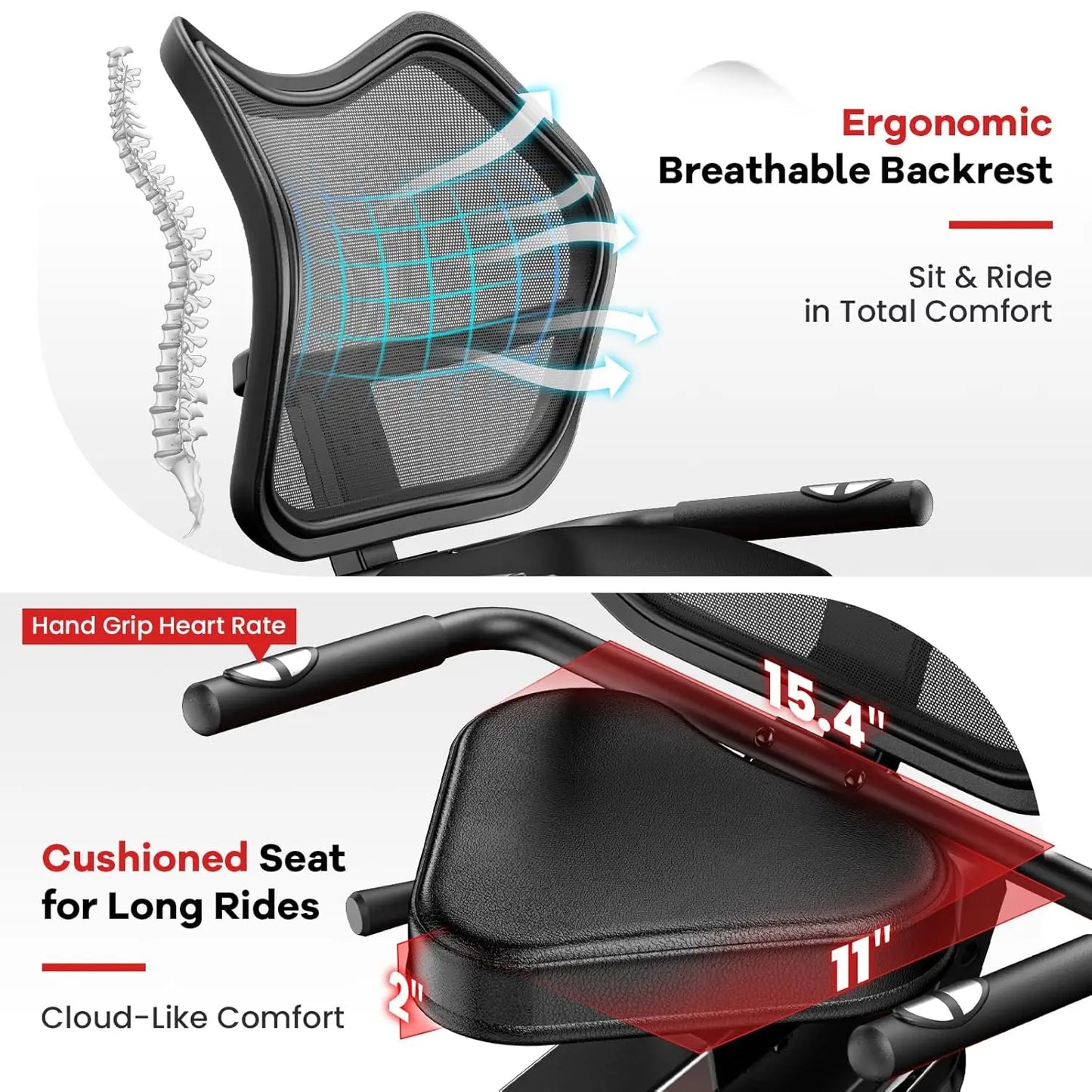 Recumbent Exercise Bike, Stationary Recumbent Exercise Bike for Home with Arm Exerciser, 16-Level Magnetic, Customized